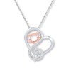 Thumbnail Image 0 of Cat/Heart Necklace 1/20 ct tw Diamonds Sterling Silver & 10K Rose Gold