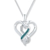 Thumbnail Image 0 of Blue/White Diamond Heart Necklace 1/10 ct tw Sterling Silver
