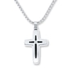 Thumbnail Image 0 of Men's Cross Necklace Diamond Accent Stainless Steel & Resin