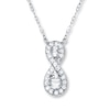 Thumbnail Image 0 of Infinity Symbol Necklace 1/6 ct tw Diamonds 10K White Gold