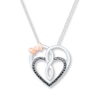 Thumbnail Image 0 of Heart Necklace 1/10 cttw Diamonds Sterling Silver & 10K Rose Gold