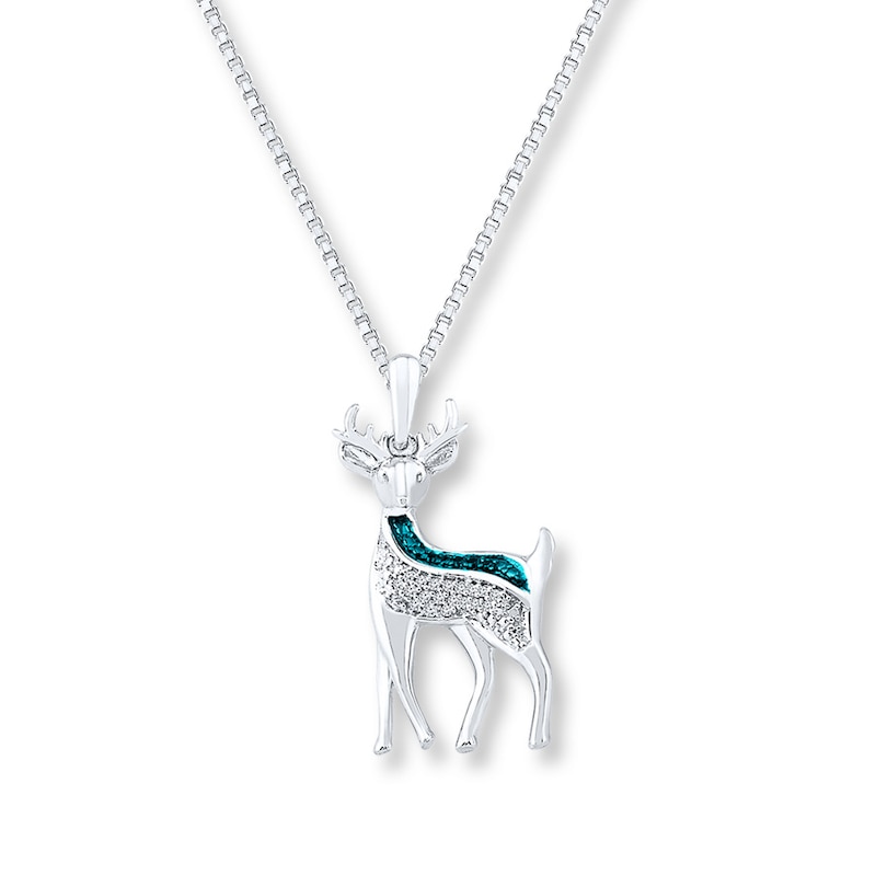 Deer Necklace 1/15 ct tw Diamonds Sterling Silver