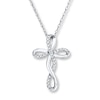 Thumbnail Image 0 of Diamond Cross Necklace 1/15 ct tw Round-cut 10K White Gold