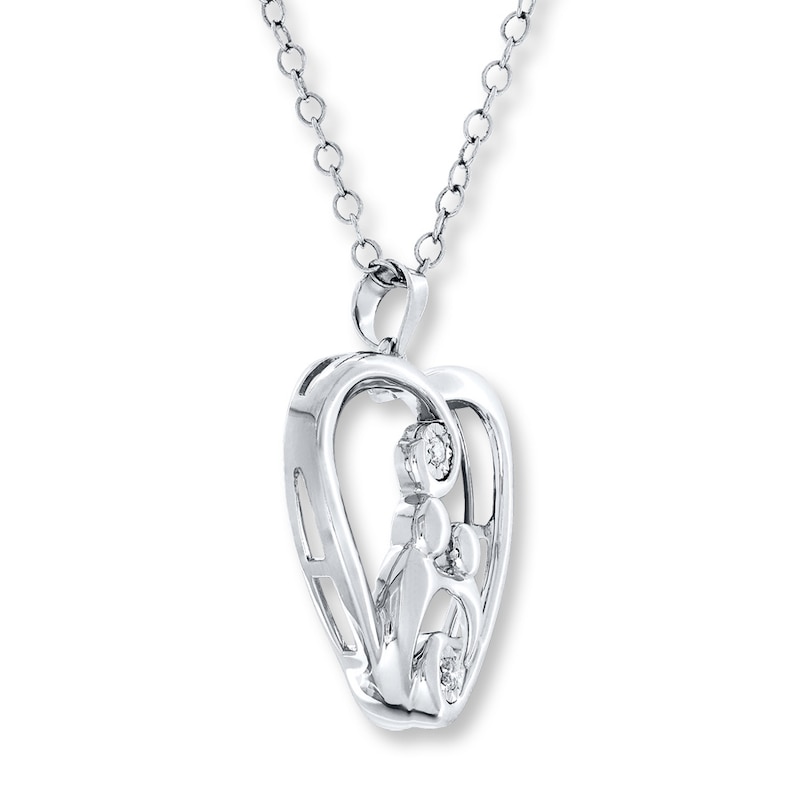 Mother and Child Necklace 1/20 ct tw Diamonds Sterling Silver