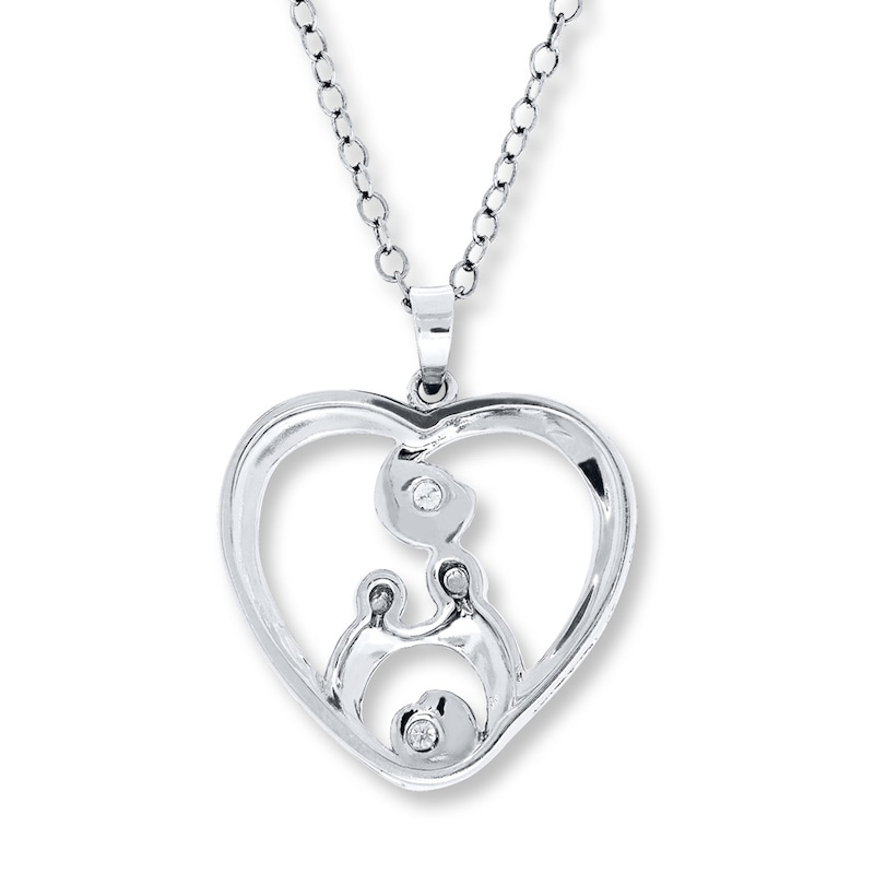 Mother and Child Necklace 1/20 ct tw Diamonds Sterling Silver