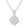 Thumbnail Image 0 of Cushion-Shaped Necklace Diamond Accents Sterling Silver 18"