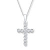 Thumbnail Image 0 of Diamond Cross Necklace 1/10 ct tw Round-cut Sterling Silver