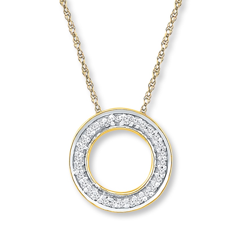 Circle Necklace 1/20 ct tw Diamonds 10K Yellow Gold 18"