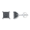 Thumbnail Image 0 of Men's Black Diamond Earrings 1/4 ct tw Round-cut 10K White Gold