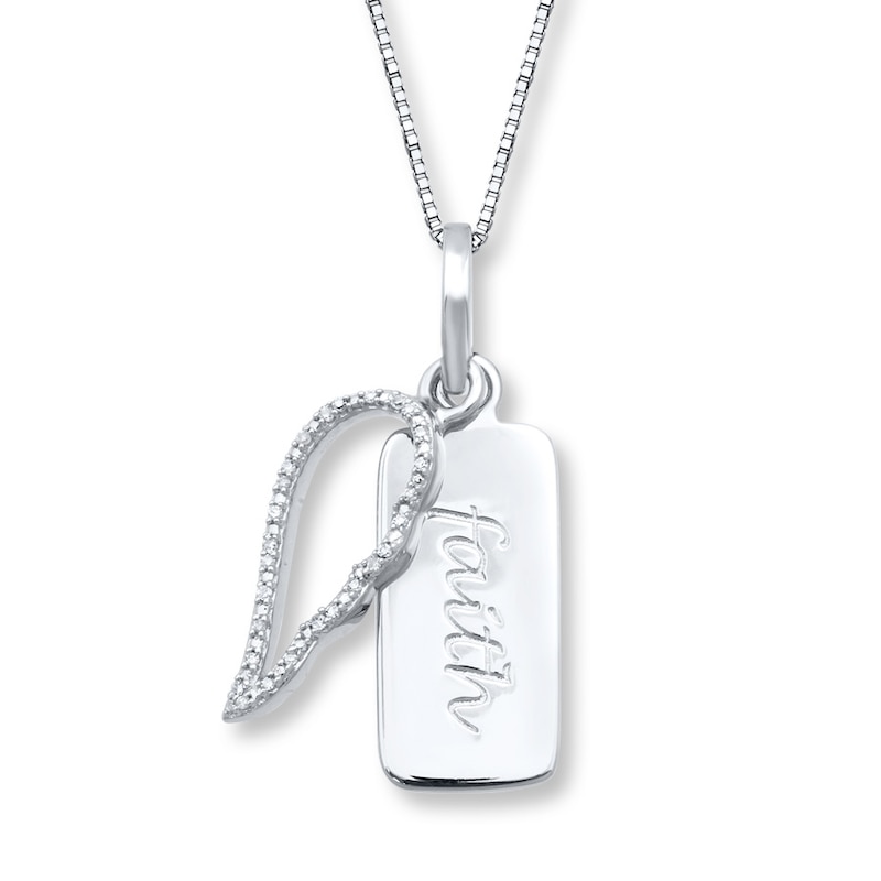 "Faith" Diamond Angel Wing Necklace 1/20 ct tw Sterling Silver