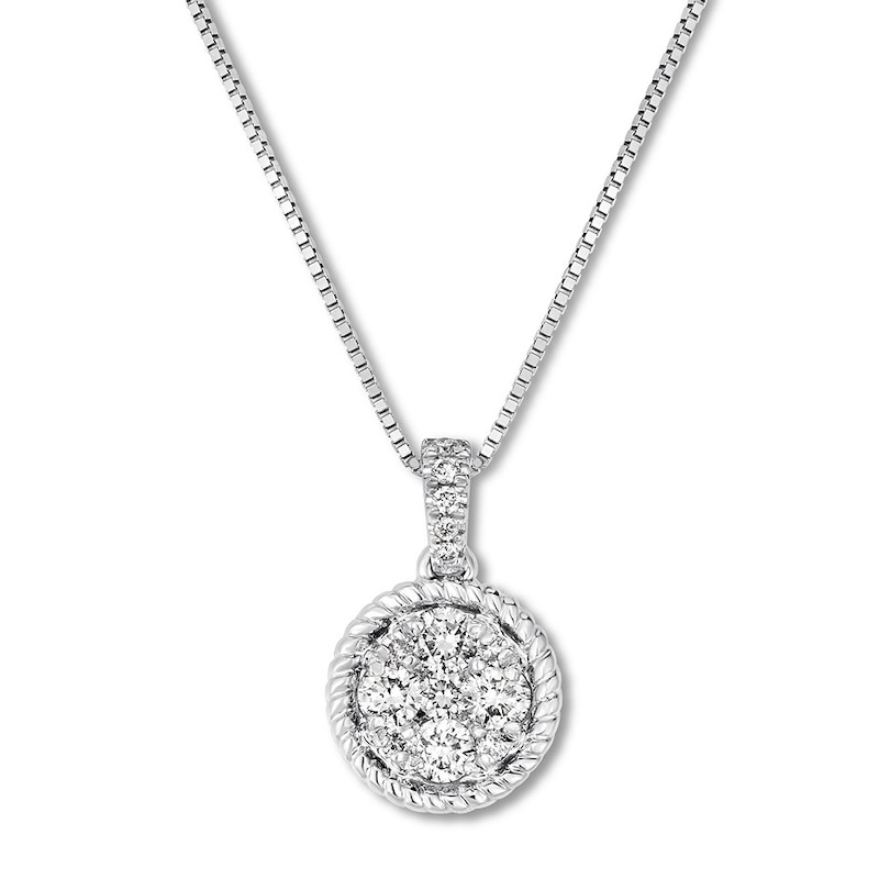 Diamond Necklace 1/3 ct tw Round-cut 10K White Gold 18"