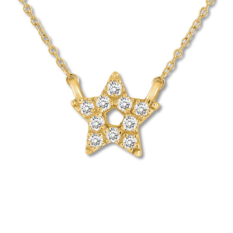 Diamond Star Necklace 10K Yellow Gold 18"