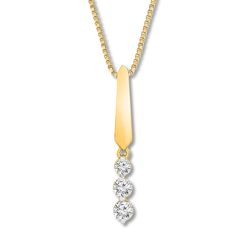 3-Stone Diamond Necklace 1/4 ct tw Round-cut 10K Yellow Gold 18"