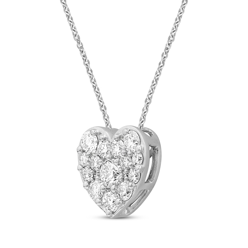 Lab-Created Diamonds by KAY Heart Necklace 1 ct tw 14K White Gold 18"