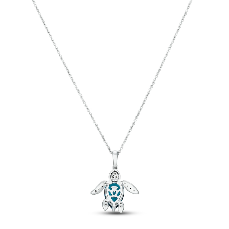 Le Vian Blue Topaz Sea Turtle Necklace 1/8 ct tw Diamonds 14K Vanilla Gold 18"