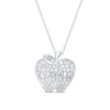Thumbnail Image 0 of Diamond Teacher Apple Necklace 1/5 ct tw Round & Baguette Sterling Silver 18"