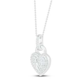 Diamond Lock Necklace 1/6 ct tw Round-cut Sterling Silver 18