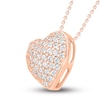 Thumbnail Image 1 of Diamond Pave Heart Necklace 1/4 ct tw Round-cut 10K Rose Gold 18"