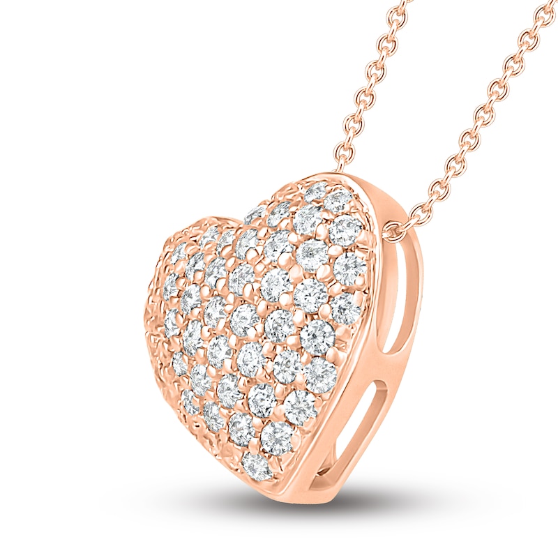 Diamond Pave Heart Necklace 1/4 ct tw Round-cut 10K Rose Gold 18"