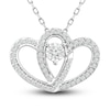 Thumbnail Image 0 of Two as One Diamond Heart Necklace 1/4 ct tw Round-Cut Sterling Silver 18"