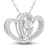 Thumbnail Image 1 of Two as One Diamond Heart Necklace 1/4 ct tw Round-Cut Sterling Silver 18"
