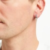 Thumbnail Image 1 of Men's Black Diamond Huggie Hoop Earrings 1/3 ct tw Round-cut 10K White Gold