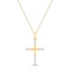 Thumbnail Image 0 of Diamond Cross Necklace 1/5 ct tw Round-cut 10K Yellow Gold 18"