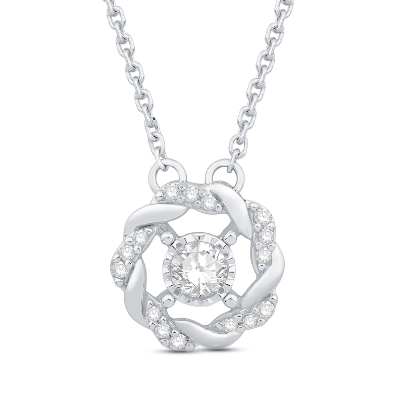 Circle of Gratitude Diamond Necklace 1/8 ct tw Round-cut Sterling Silver 19"