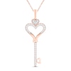 Thumbnail Image 0 of Diamond Heart Key Necklace 1/4 ct tw Round-cut 10K Rose Gold 19"