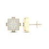 Thumbnail Image 0 of Men's Diamond Square Cross Stud Earrings 1/5 ct tw Round-cut 10K Yellow Gold