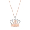 Thumbnail Image 0 of Diamond Quinceañera Crown Cross Necklace 1/5 ct tw Round-cut 10K Rose Gold 18"