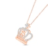 Thumbnail Image 1 of Diamond Quinceañera Crown Cross Necklace 1/5 ct tw Round-cut 10K Rose Gold 18"