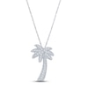 Thumbnail Image 0 of Diamond Palm Tree Necklace 1/10 ct tw Round-cut 10K White Gold 18"
