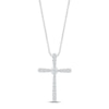 Thumbnail Image 0 of Diamond Tapered Cross Necklace 1/5 ct tw Round-cut 10K White Gold 18"