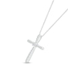 Thumbnail Image 1 of Diamond Tapered Cross Necklace 1/5 ct tw Round-cut 10K White Gold 18"