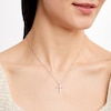 Thumbnail Image 2 of Diamond Tapered Cross Necklace 1/5 ct tw Round-cut 10K White Gold 18"