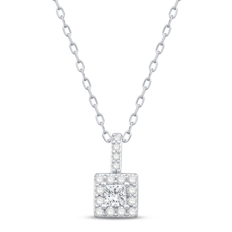 Diamond Necklace 1/4 ct tw Princess & Round-cut 10K White Gold 18"