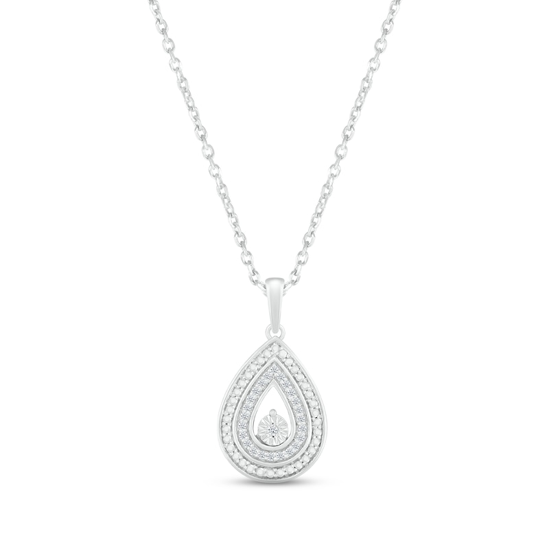 Diamond Teardrop Necklace 1/20 ct tw Round-cut Sterling Silver 18"