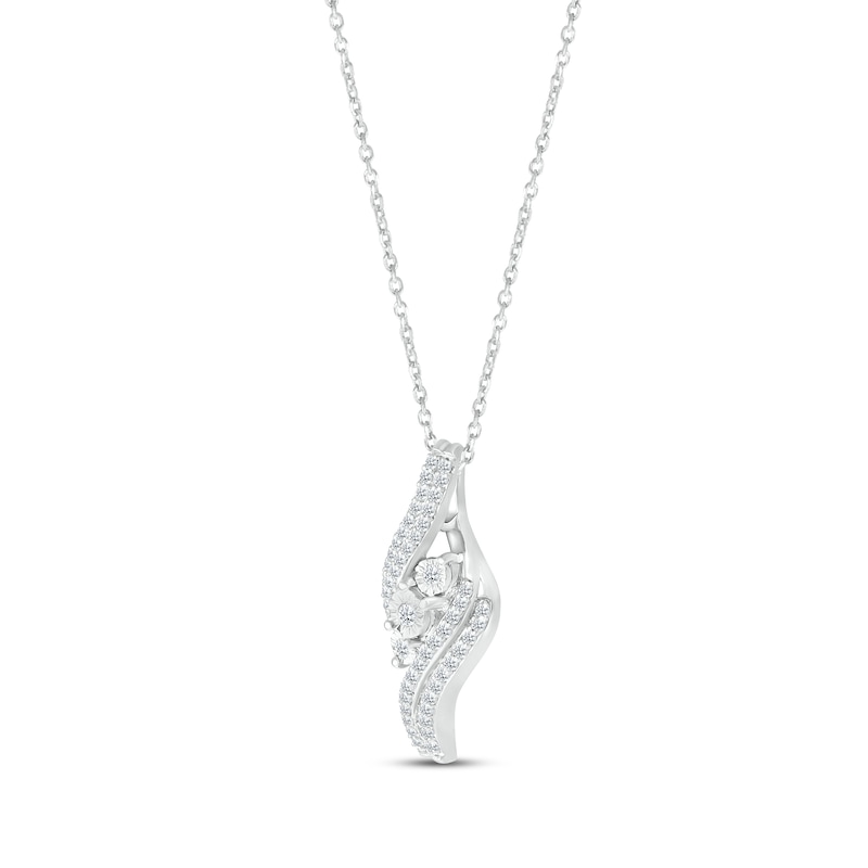 Diamond Three-Stone Swirl Necklace 1/4 ct tw Round-cut Sterling Silver 18"