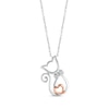 Thumbnail Image 0 of Diamond Cat with Bowtie & Heart Necklace Sterling Silver & 10K Rose Gold 18"