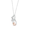 Thumbnail Image 1 of Diamond Cat with Bowtie & Heart Necklace Sterling Silver & 10K Rose Gold 18"