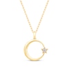 Thumbnail Image 0 of Round-Cut Diamond Solitaire Crescent Moon & Star Islam Necklace 1/20 ct tw 10K Yellow Gold 18”