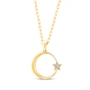 Thumbnail Image 1 of Round-Cut Diamond Solitaire Crescent Moon & Star Islam Necklace 1/20 ct tw 10K Yellow Gold 18”