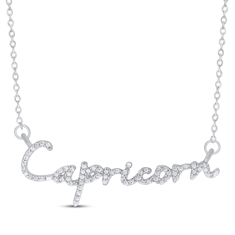 Round-Cut Diamond "Capricorn" Zodiac Necklace 1/5 ct tw Sterling Silver 18"