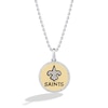 Thumbnail Image 0 of True Fans New Orleans Saints 1/10 CT. T.W. Diamond Enamel Disc Necklace in Sterling Silver and 10K Yellow Gold