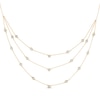 Thumbnail Image 0 of Pear-Shaped and Round-Cut Diamond Station Triple-Layer Necklace 1 ct tw 10K Yellow Gold 16"