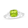 Thumbnail Image 0 of Cushion-Cut Peridot & White Lab-Created Sapphire Ring Sterling Silver