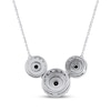 Thumbnail Image 2 of Black & White Diamond Three-Stone Halo Necklace 1 ct tw 10K White Gold 18"