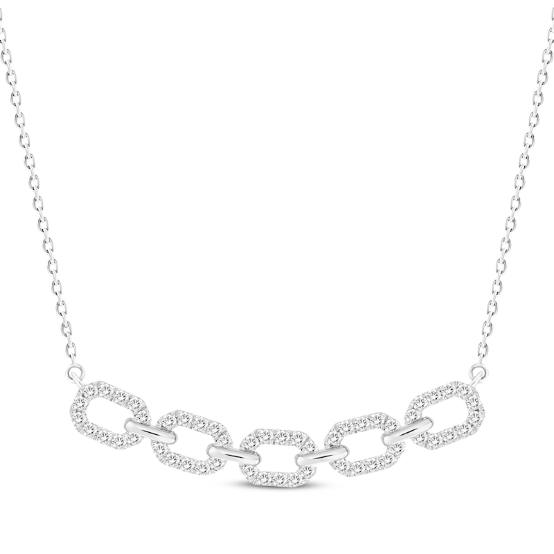 Linked Always Diamond Smile Necklace 1/2 ct tw 10K White Gold 18"