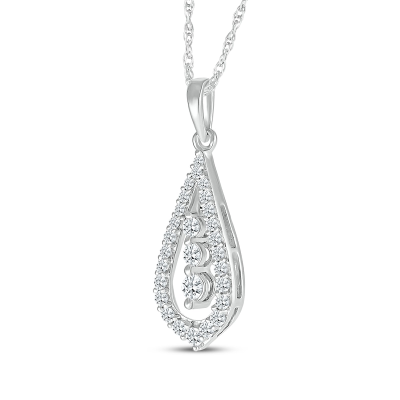 Diamond Three-Stone Teardrop Necklace 1/3 ct tw 10K White Gold 18"